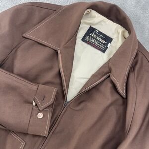 Vintage Sportswear Jacket Mens‎ Brown Full Zip Contrast Stitch Utility Outerwear